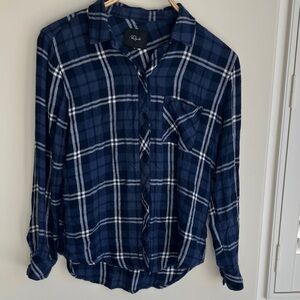 RAILS Flannel Hunter Button Front Shirt in Midnight/White/Silver Plaid Women’s S
